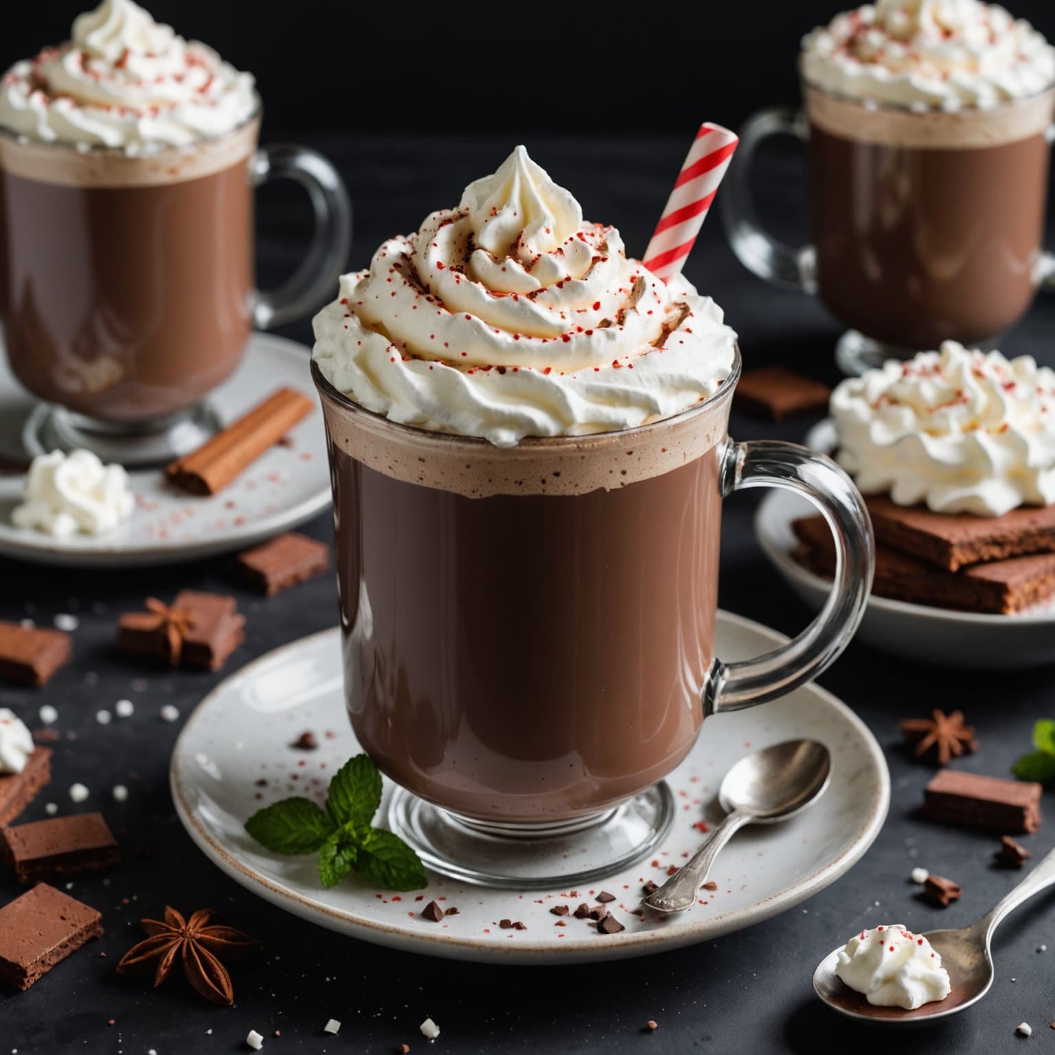 Peppermynte varm sjokolade med kremet krem