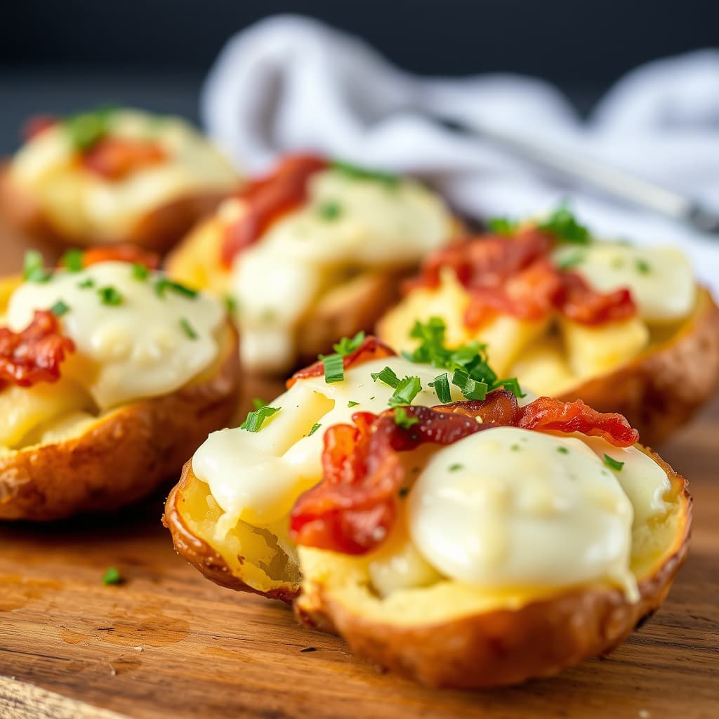 Pepperrot- og baconfylte dobbelbakte poteter