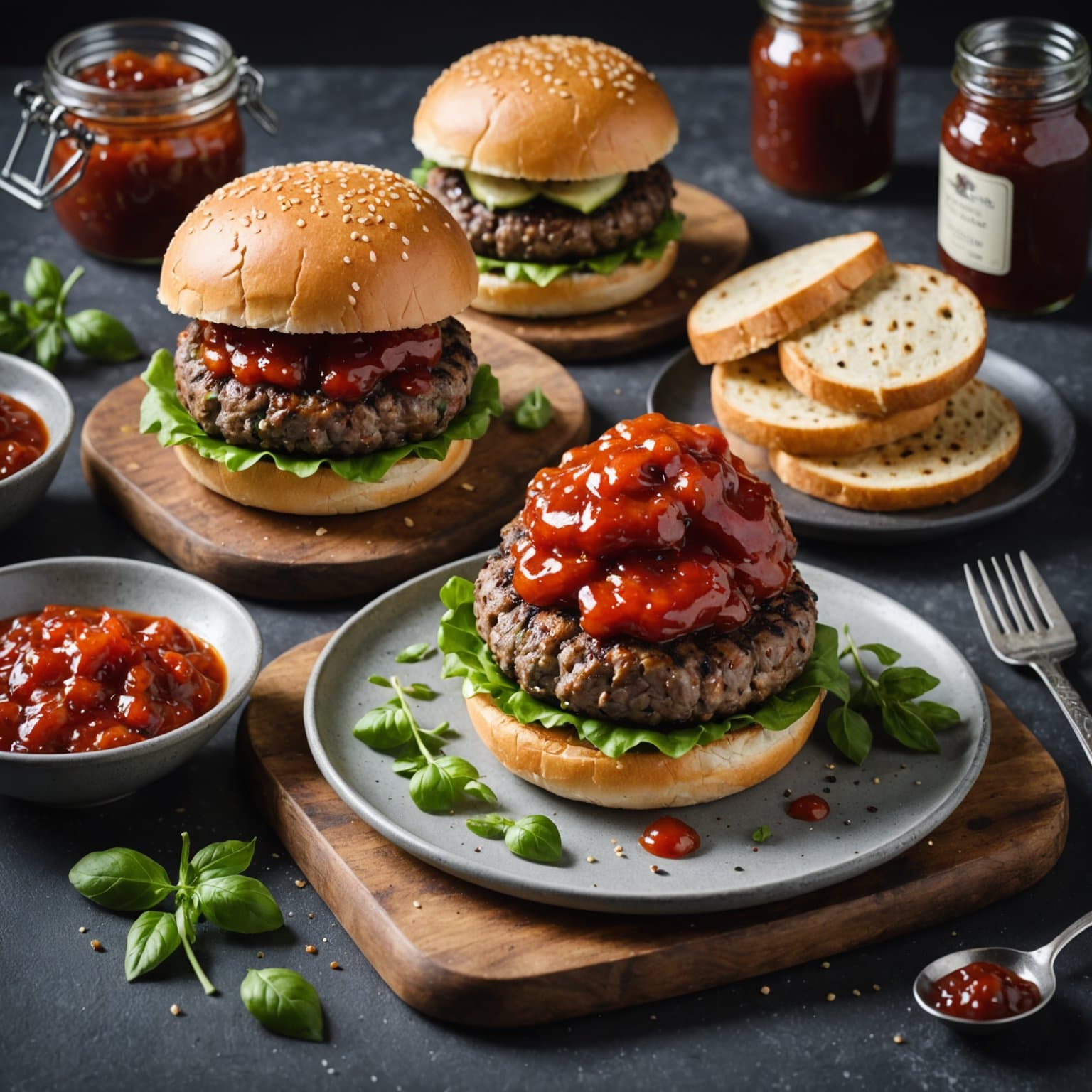 Pepret lammeburger med "Hot Tomato"-syltetøy