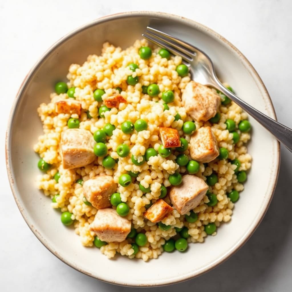 Perlespelt med kylling og erter