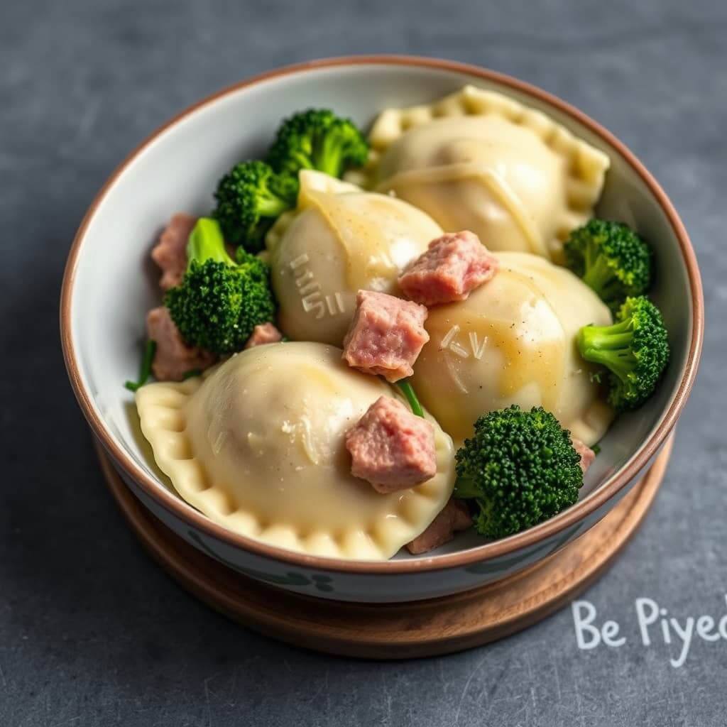 Pierogi med skinke og brokkoli