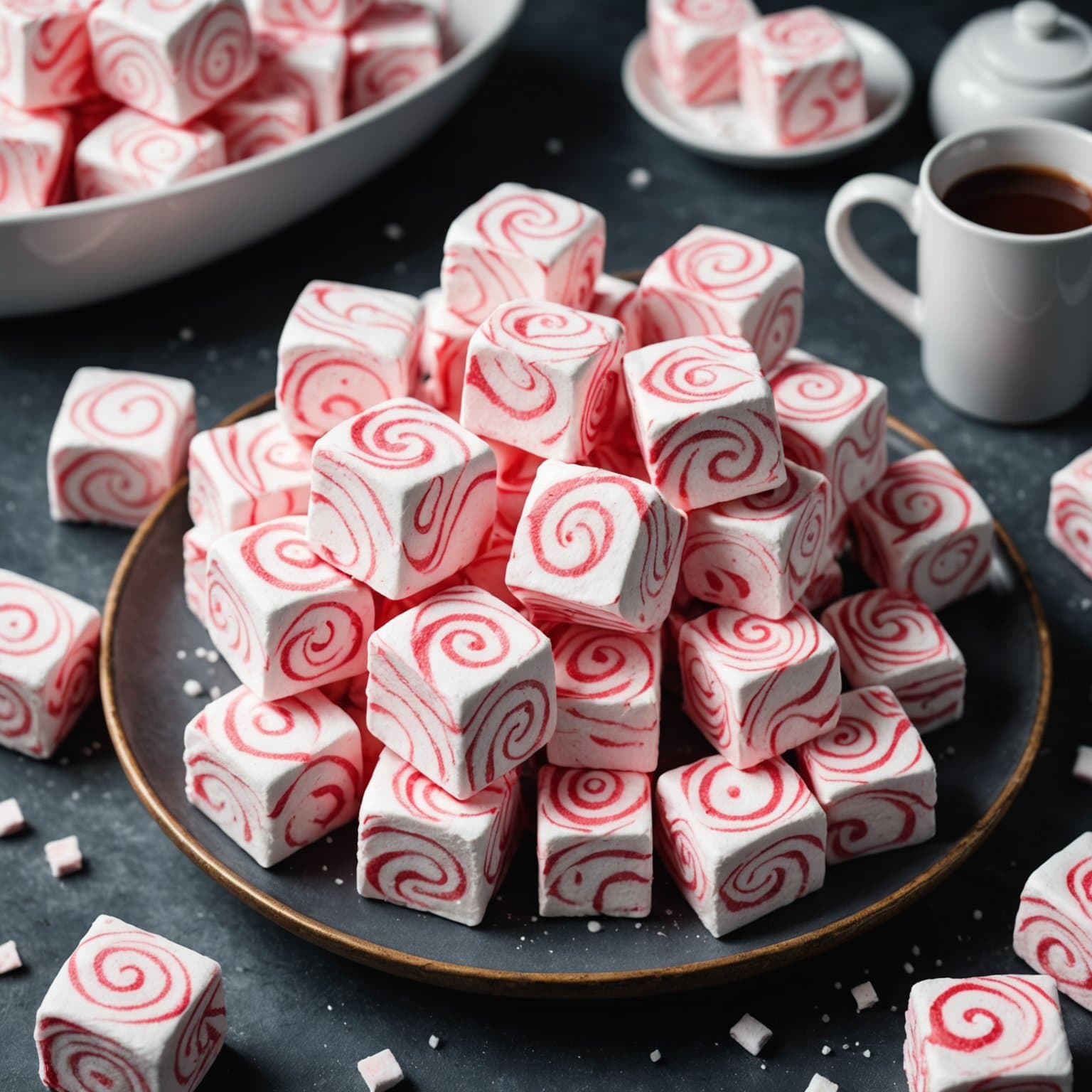 Pink peppermynte-swirlede marshmallows
