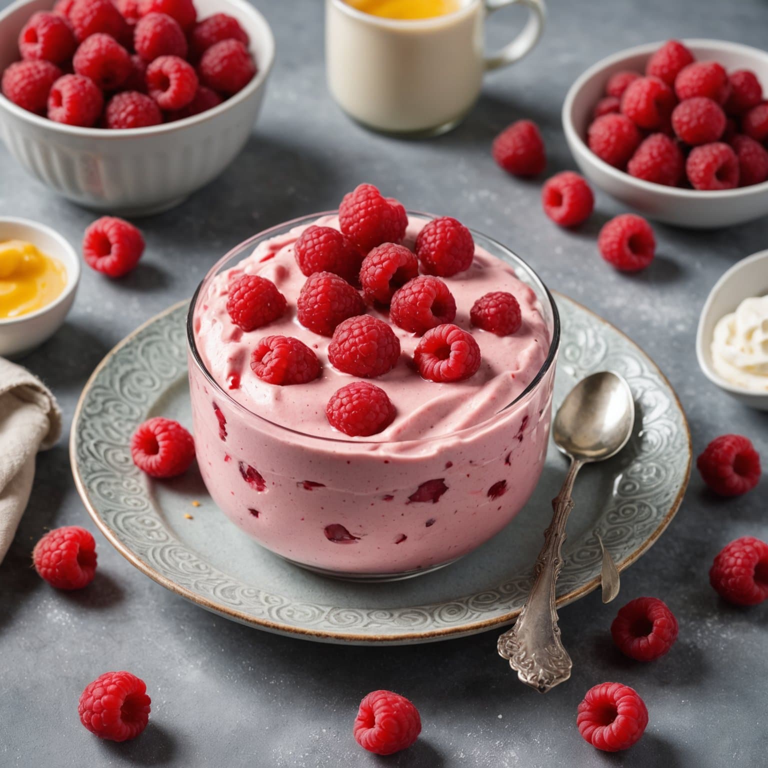 Pisket bringebær-instantpudding