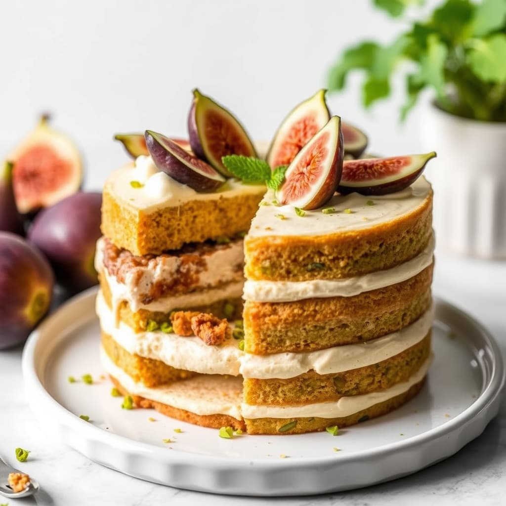 Pistasj- og fikenlagd iskake