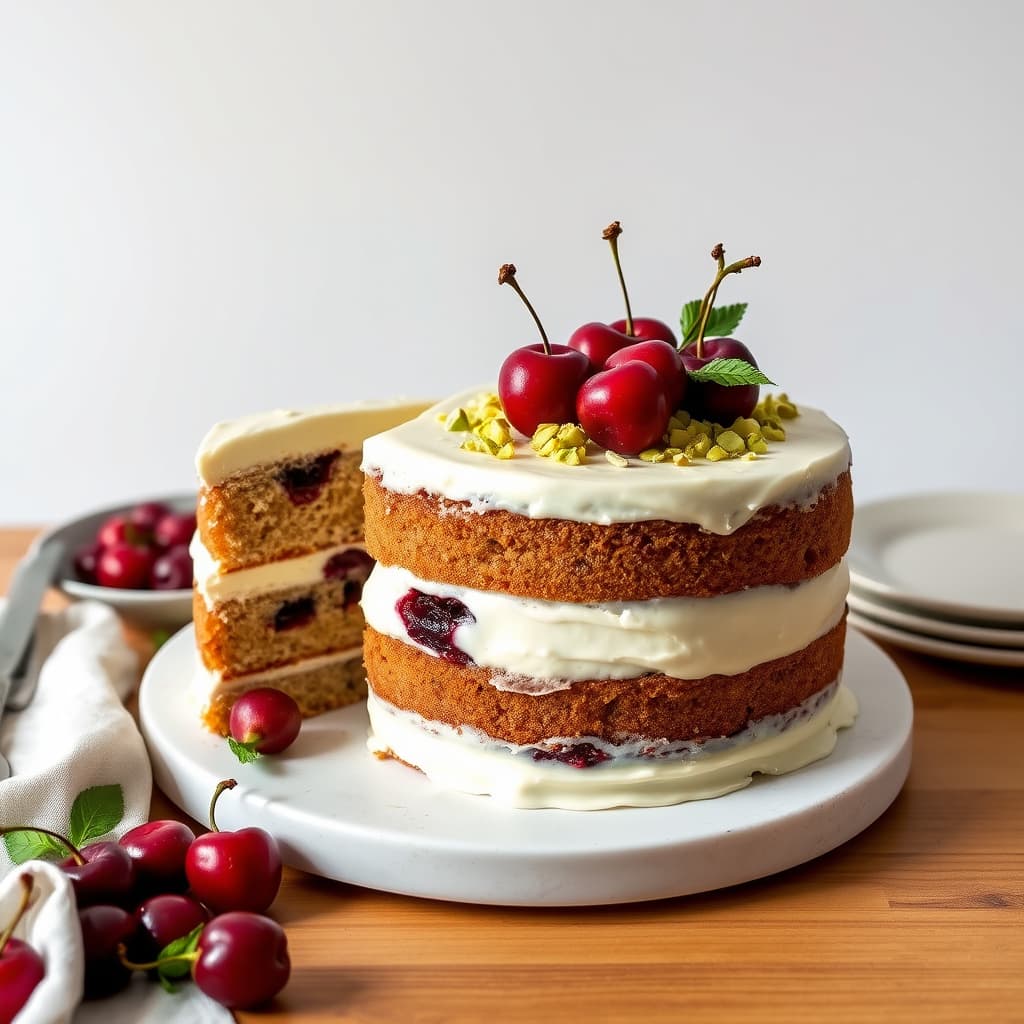 Pistasj- og kirsebær-meksikanske bryllupskaker