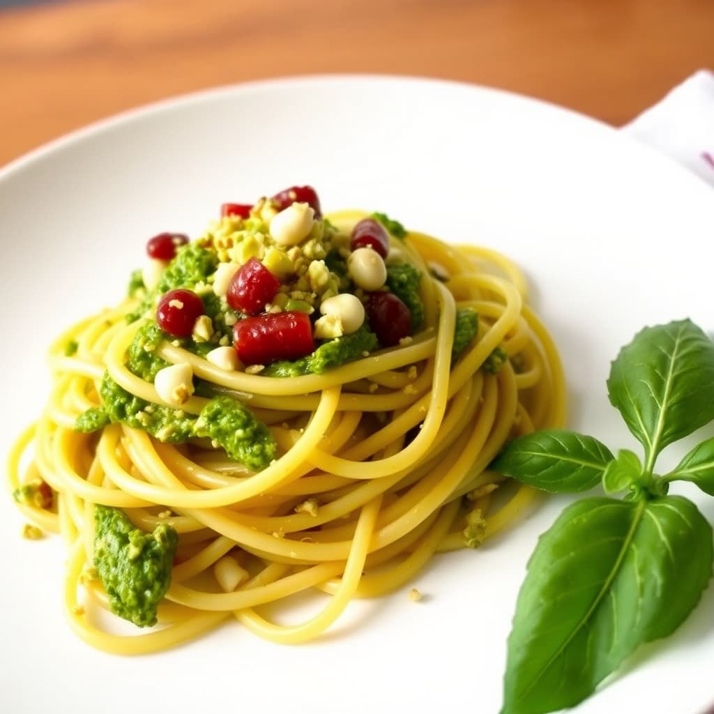 Pistasjpesto med angel hair-pasta