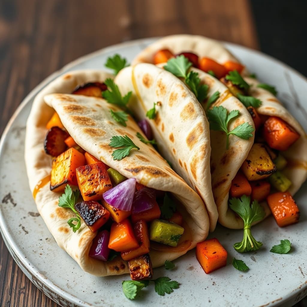 Pita-pakker med grillede grønnsaker