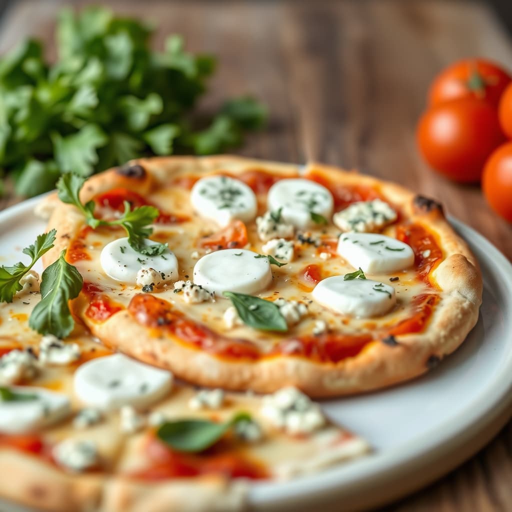 Pizza med mozzarella og gorgonzola