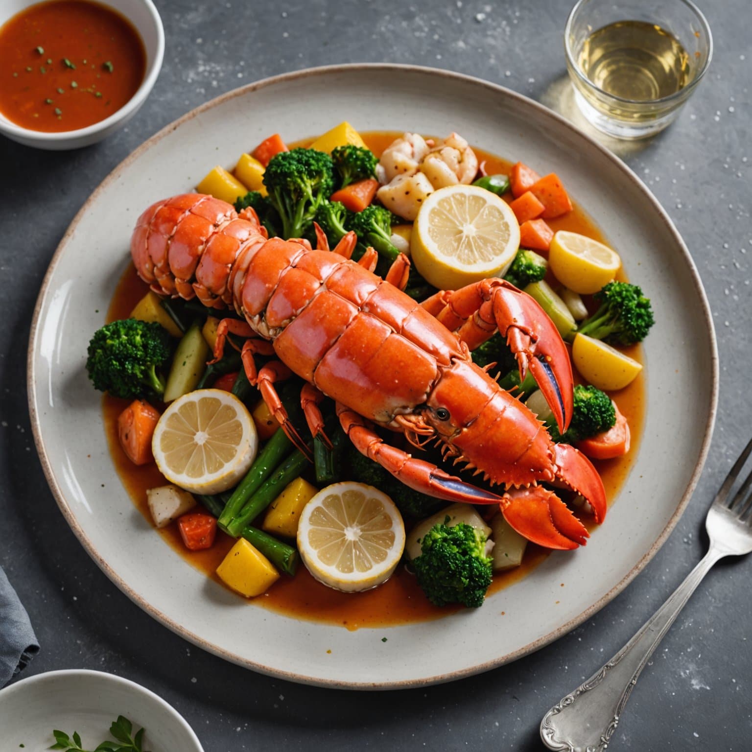 Poached Lobster with Vegetable Macedonia