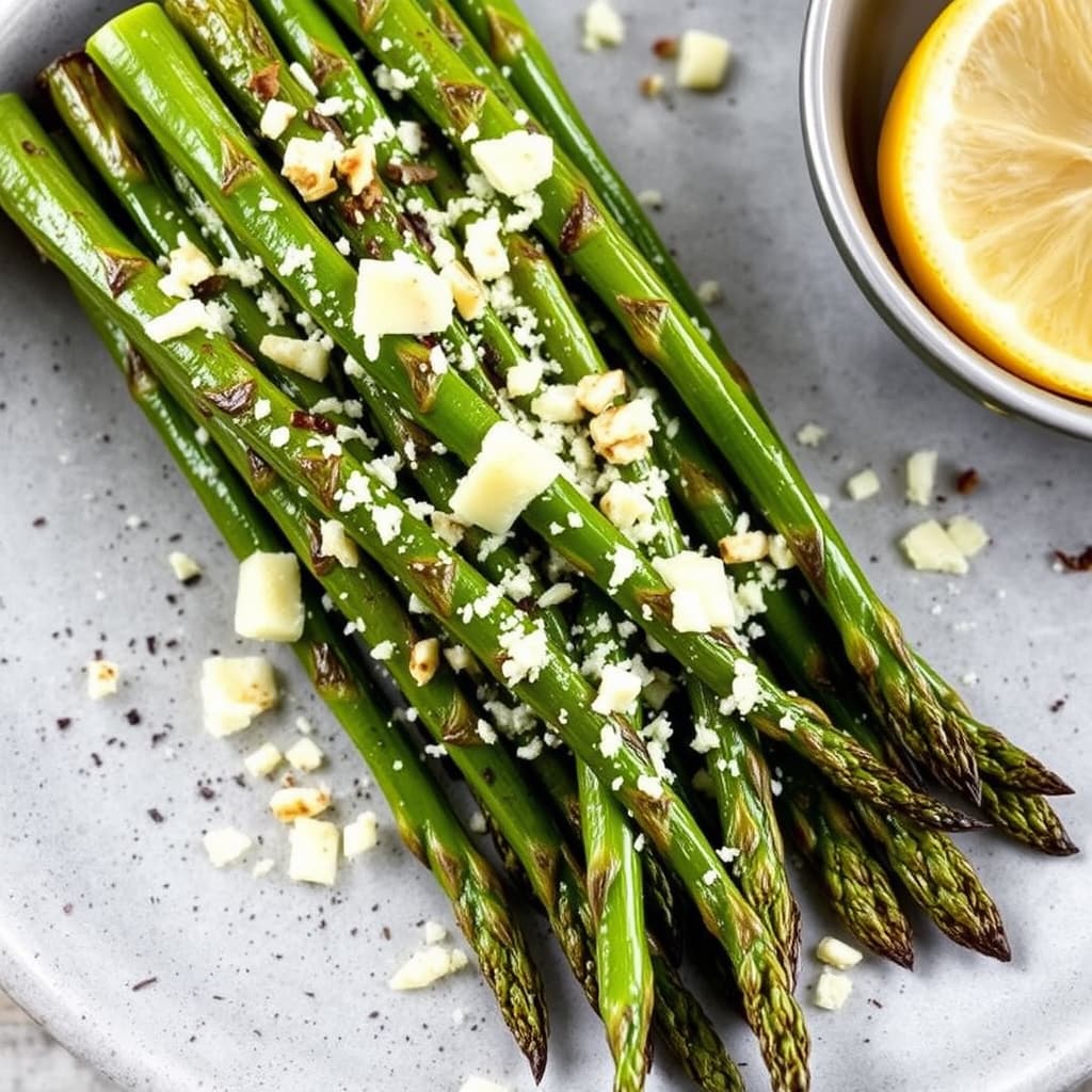 Poached og ovnsbakt asparges med parmesanost