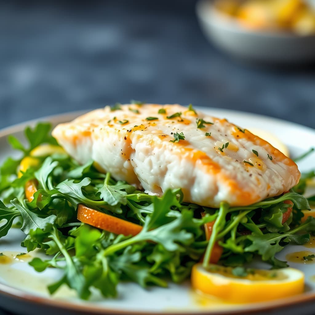 Pocheret laks på vannkresse med sitrusvinaigrette