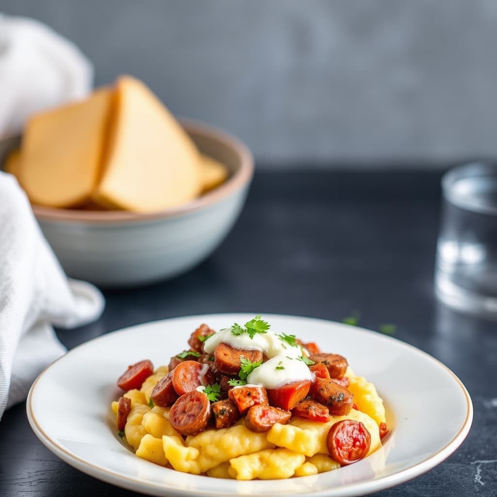 Polenta med pølse og Asiago
