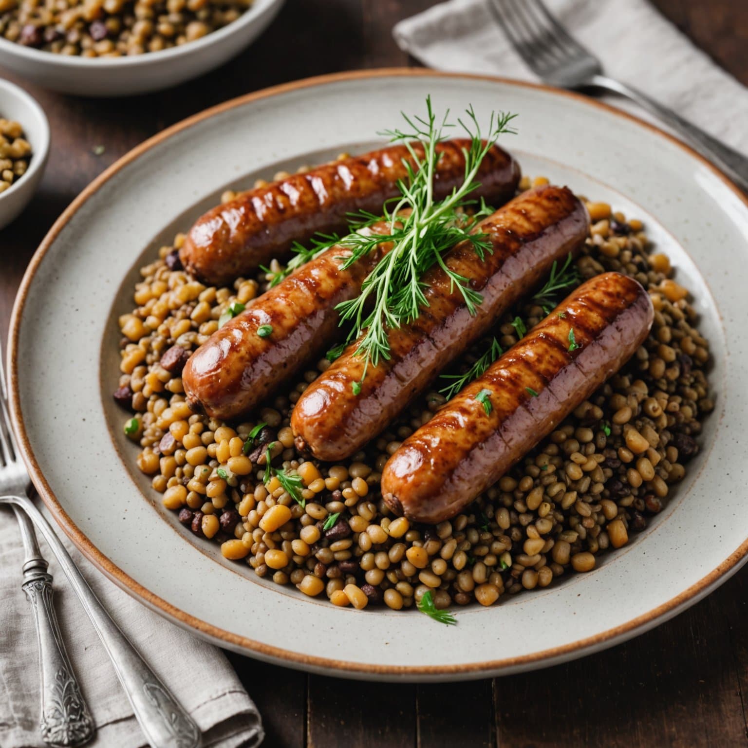 Pølse og linser med fennikel