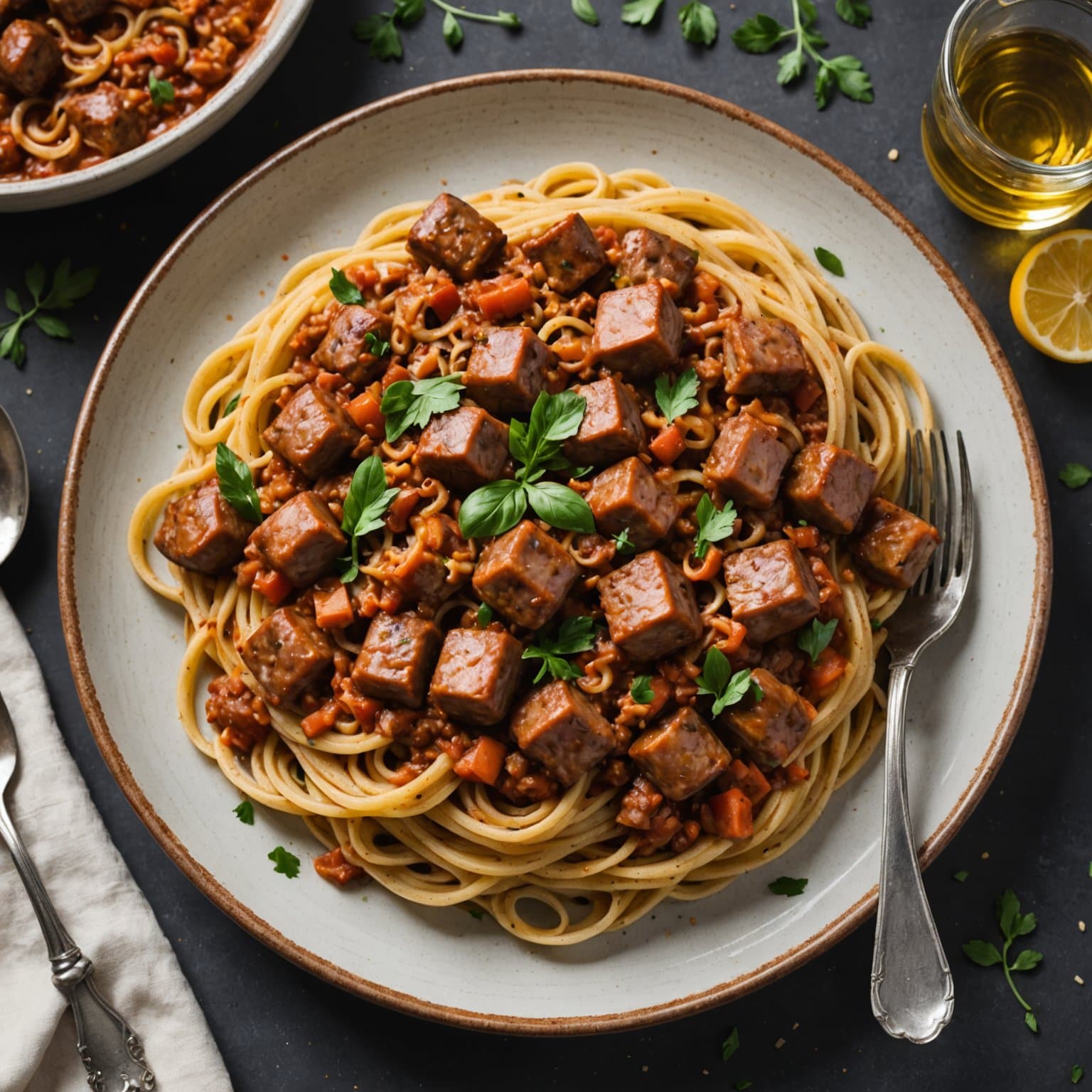 Pølsestuing med linguine