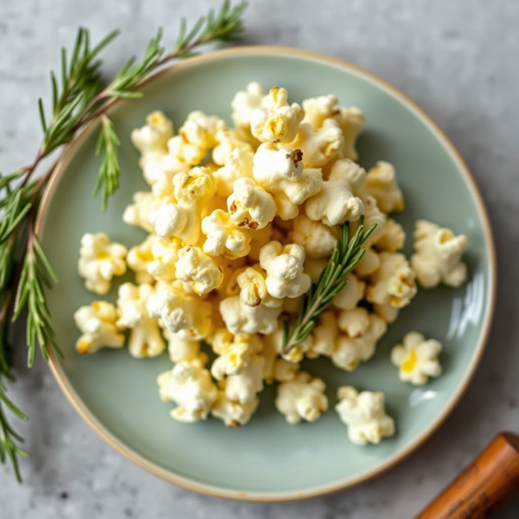 Popcorn med rosmarin-infusert olje