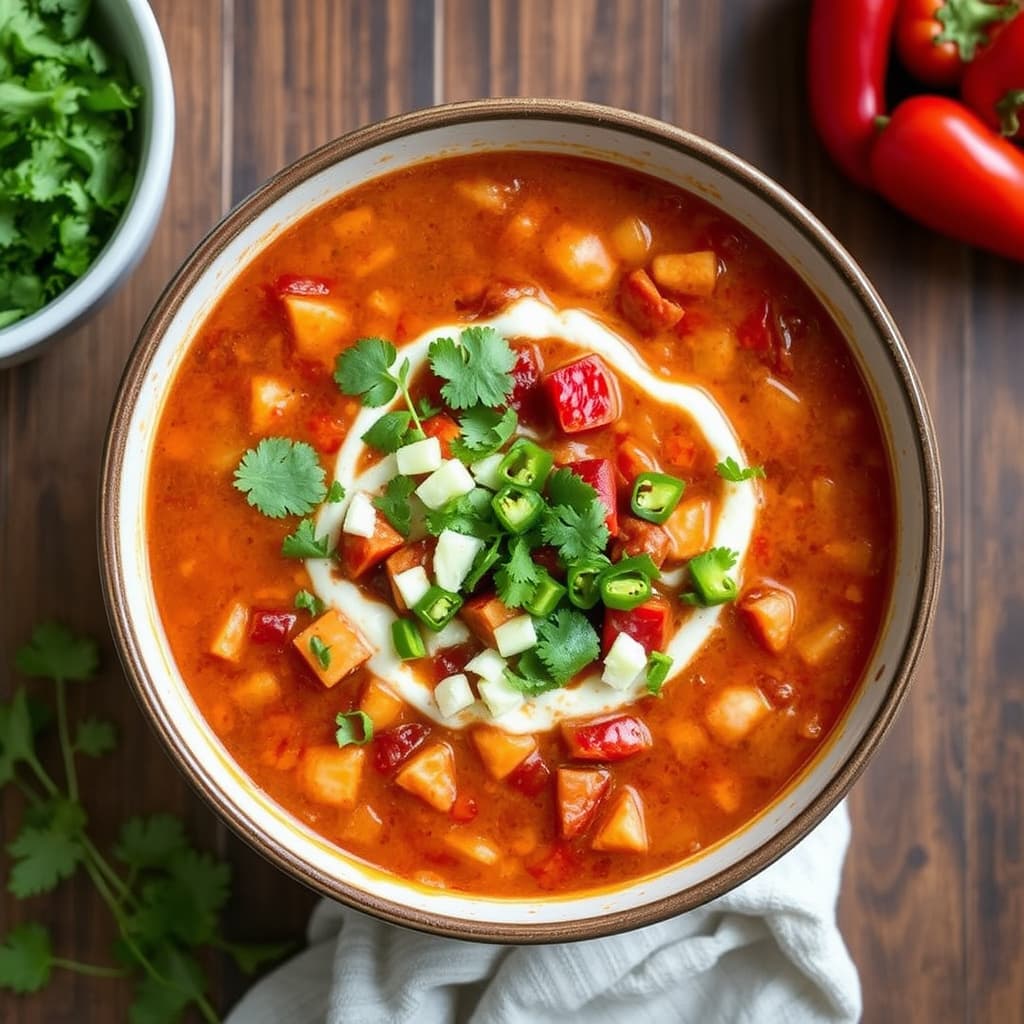 Posole med røde chili-pods og koriandersalsa