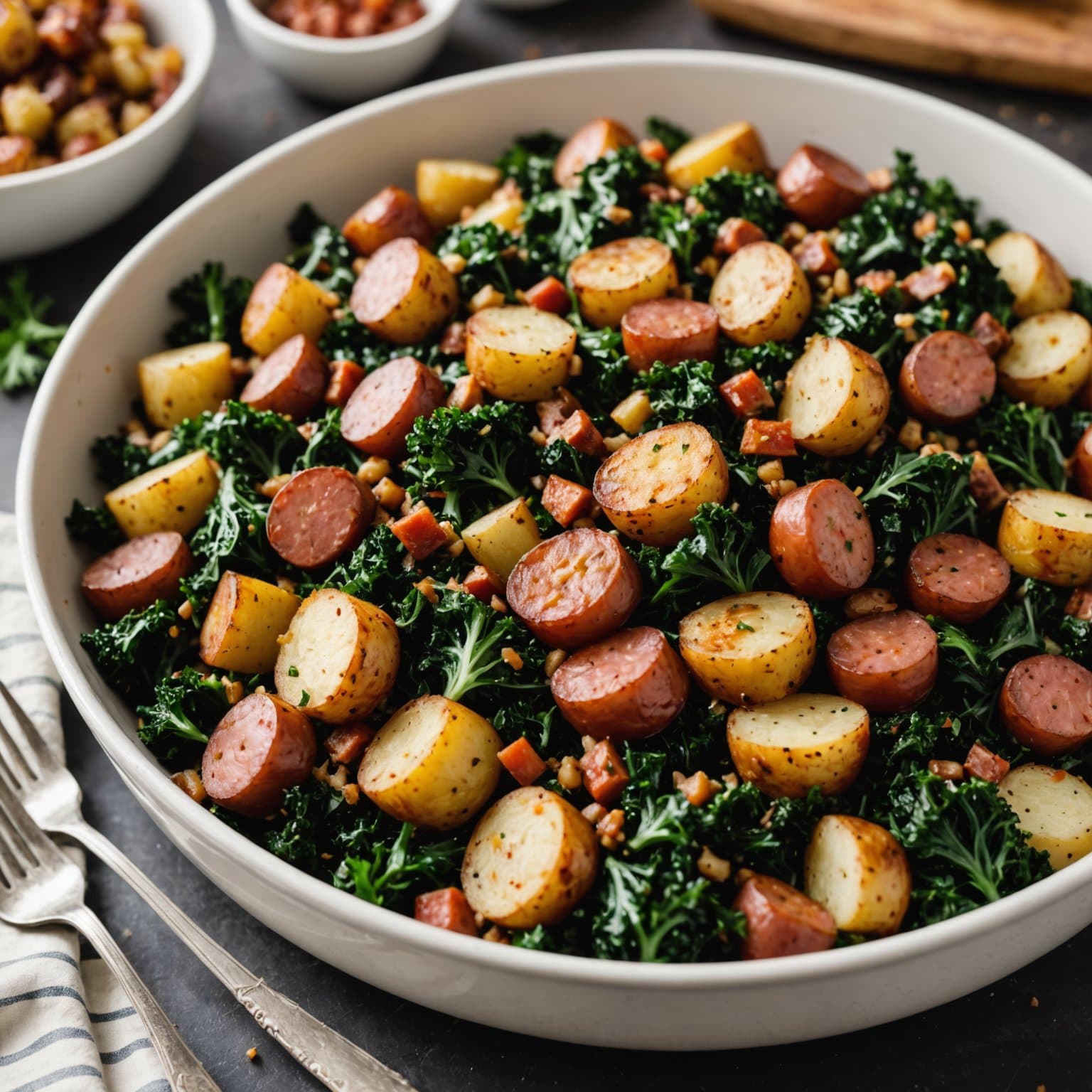 Potetbrød
kålstuing med andouillepølse