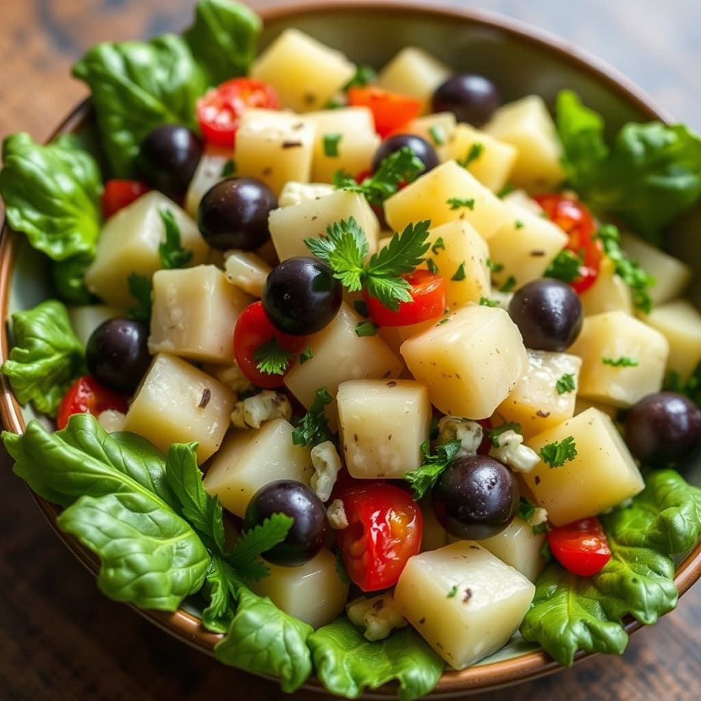 Potetsalat med oliven og paprika