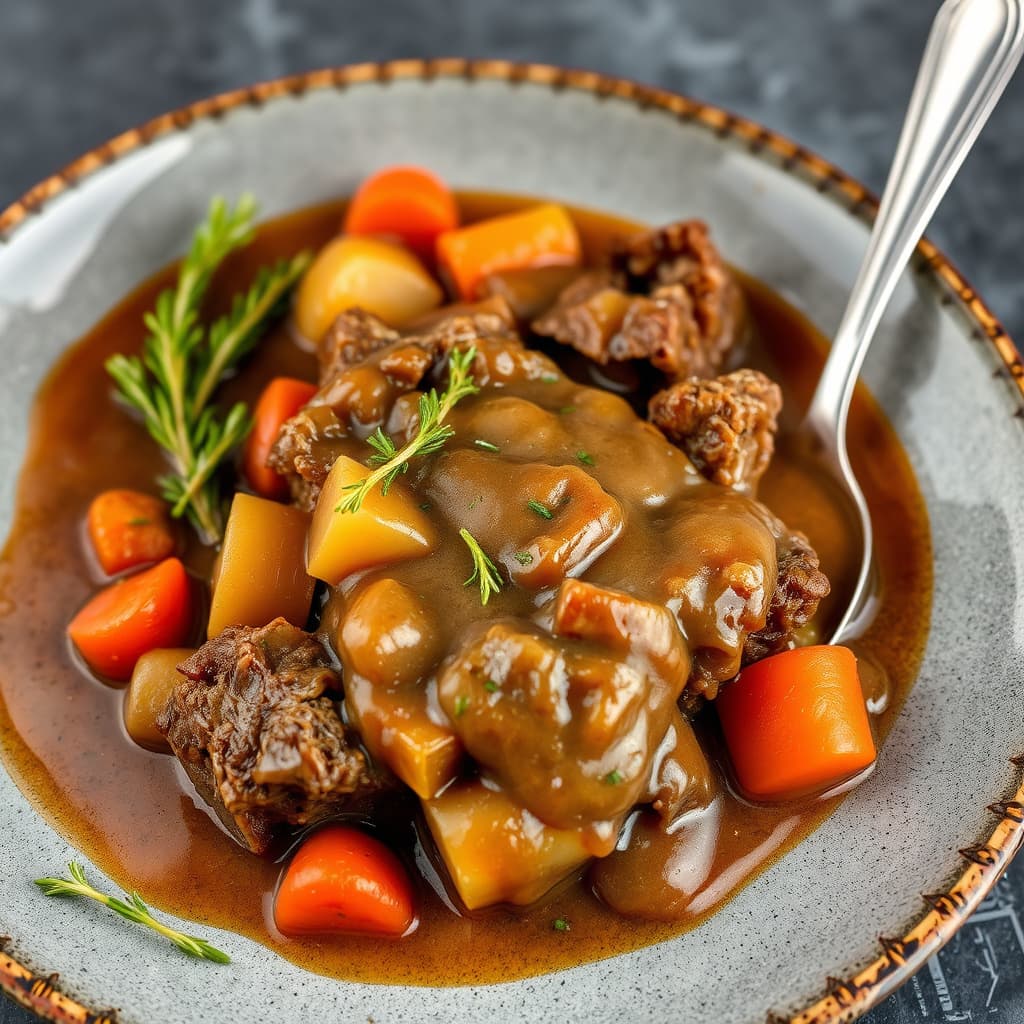 Potetstek og grønnsaksgryte med saus