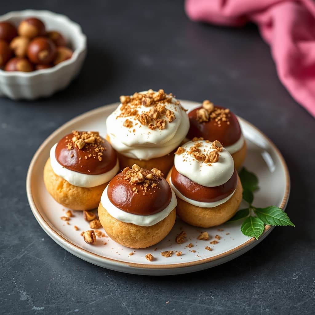 Profiteroles med hasselnøttmascarpone