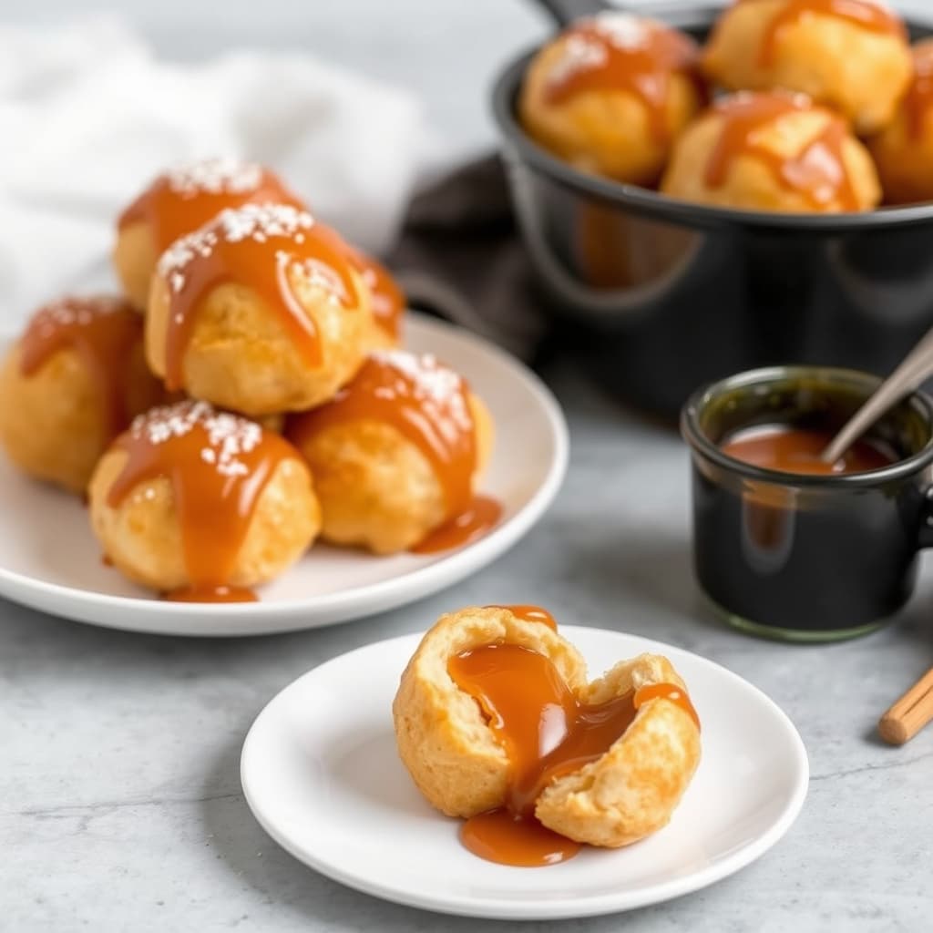 Profiteroles med karamellsaus