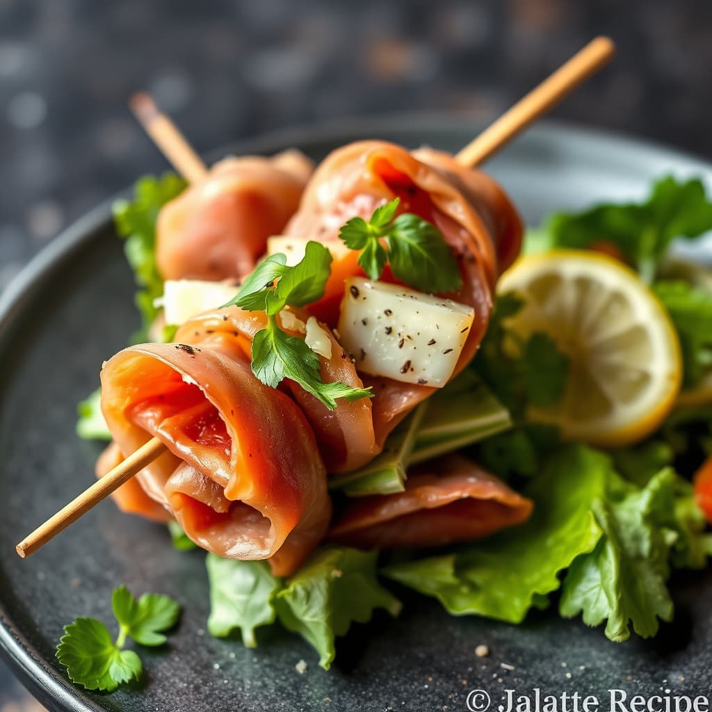 Prosciuttosalat på pinne