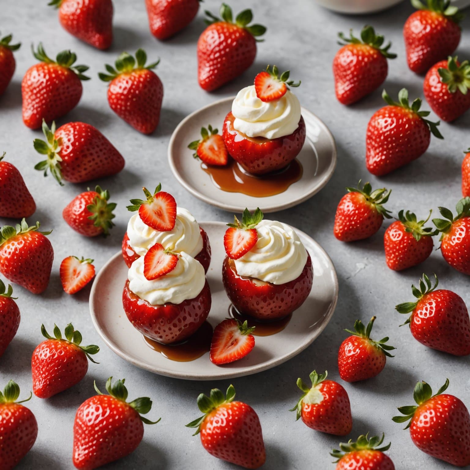 Pudding- og kremfylte jordbær