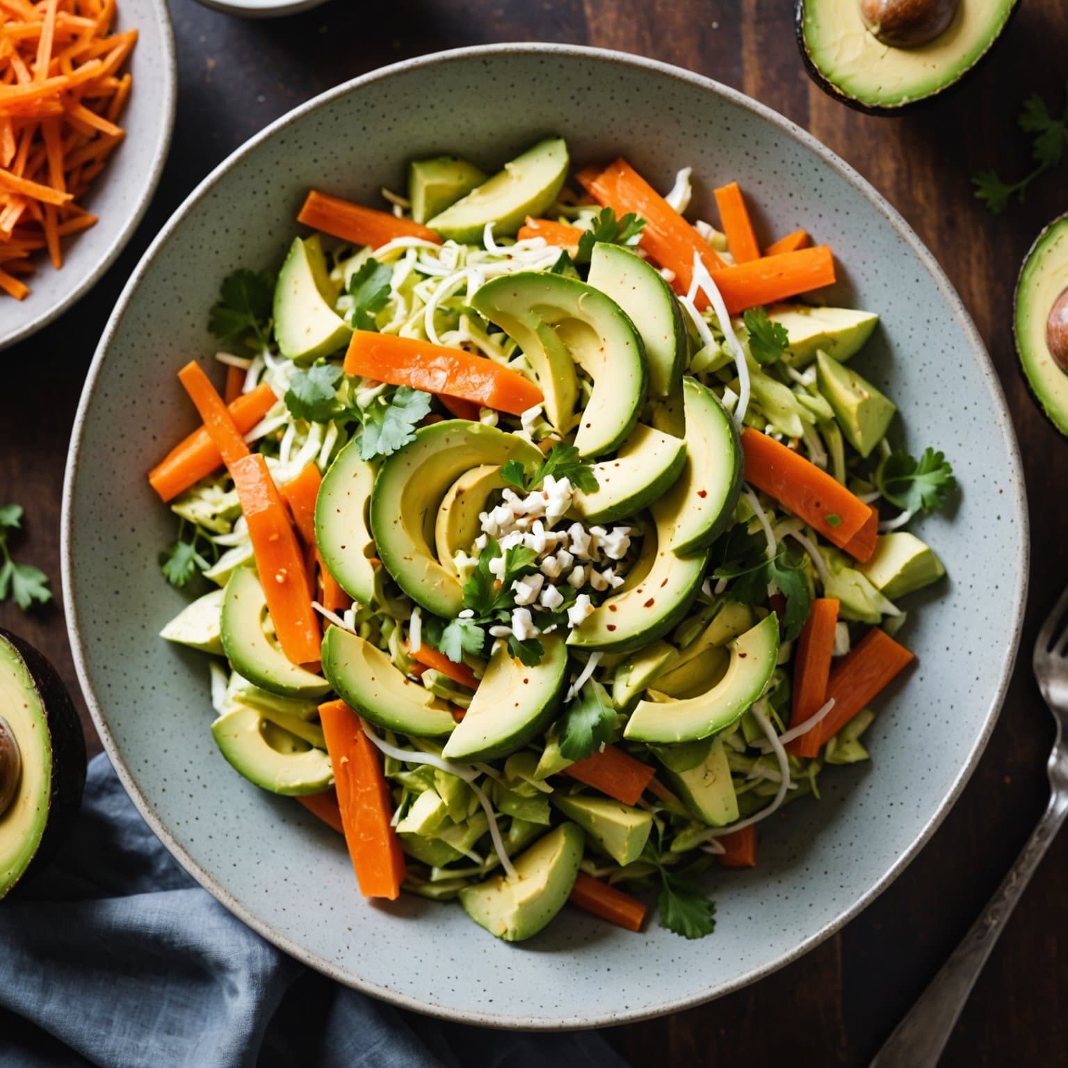 Puerto Ricansk kål-, avokado- og gulrotsalat