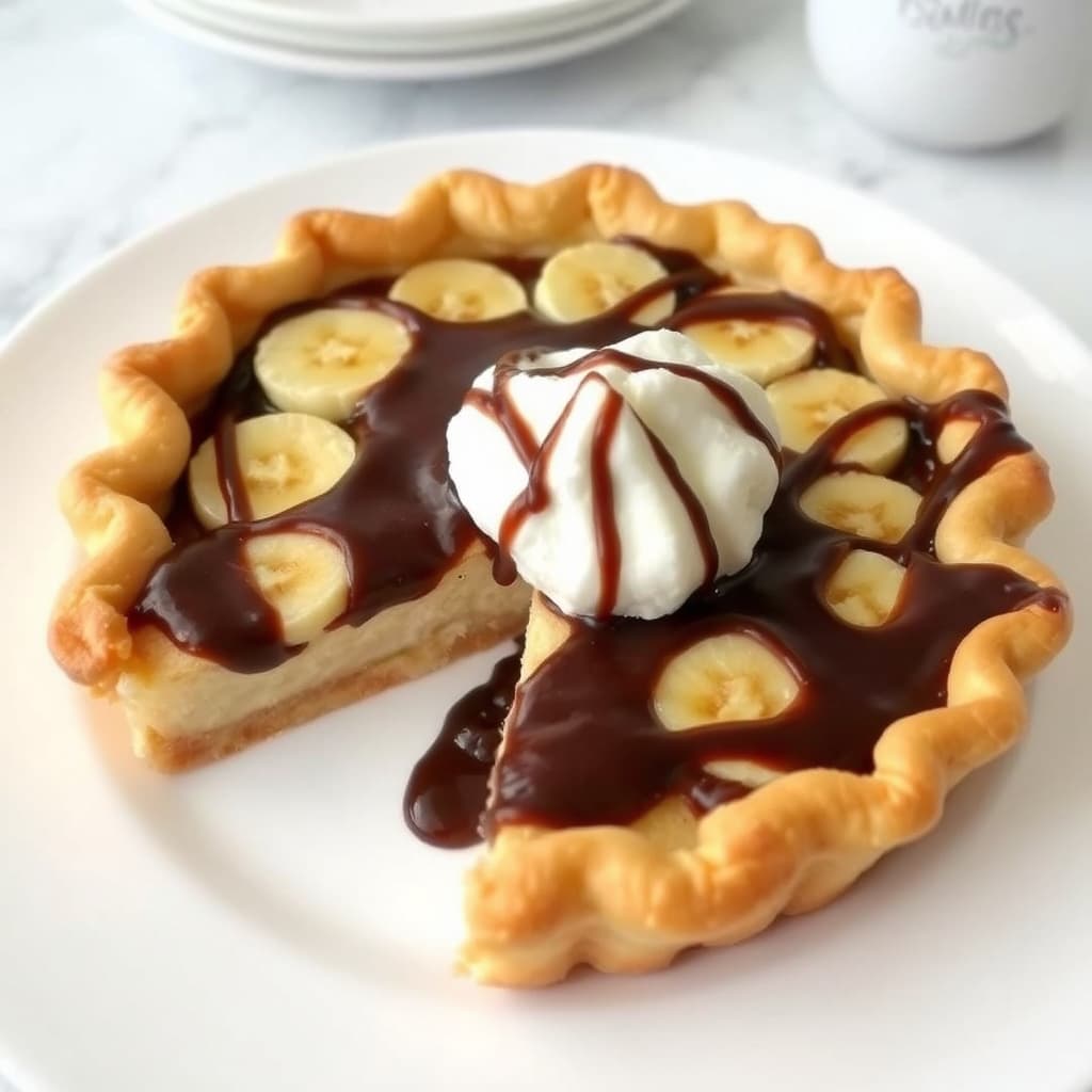 Puff Pastry Banana Pie med sjokolade- og romsaus