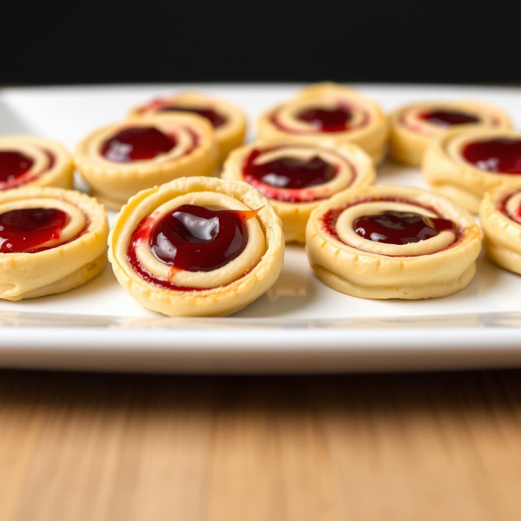 Puff pastry-pinwheel-kaker med syltetøy