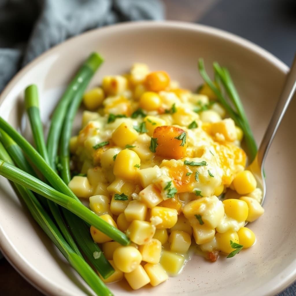 Purreløk og mais au gratin