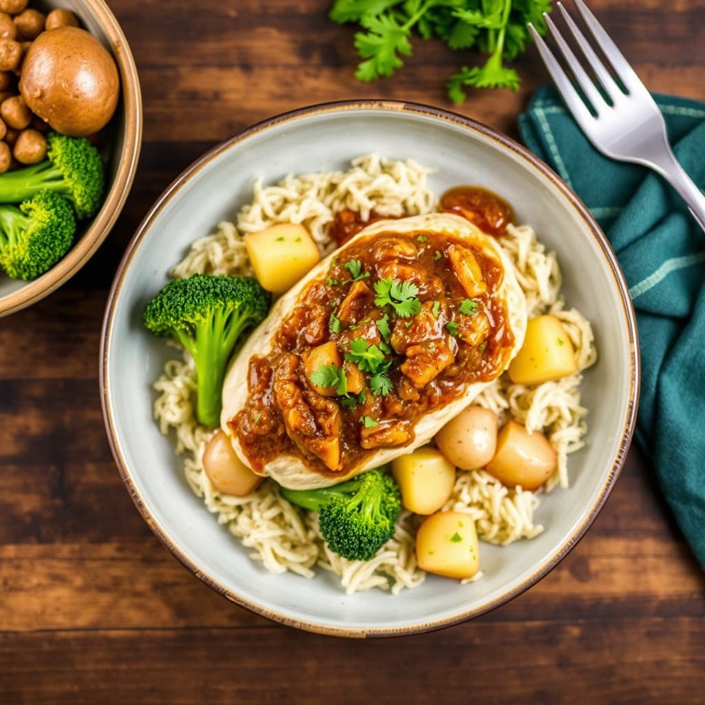 Puttanesca-chutney over kylling med poteter og brokkoli