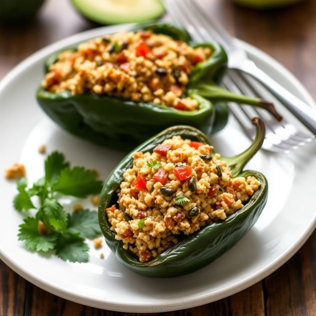Quinoa-fylte poblano-pepperfrukter