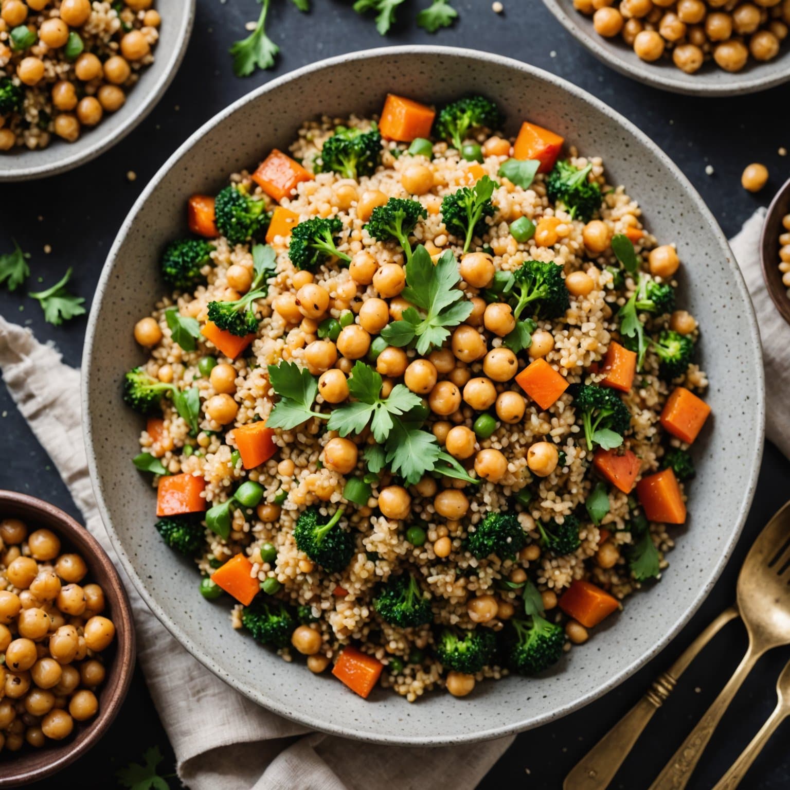 Quinoapilaf med grønnsaker og kikerter