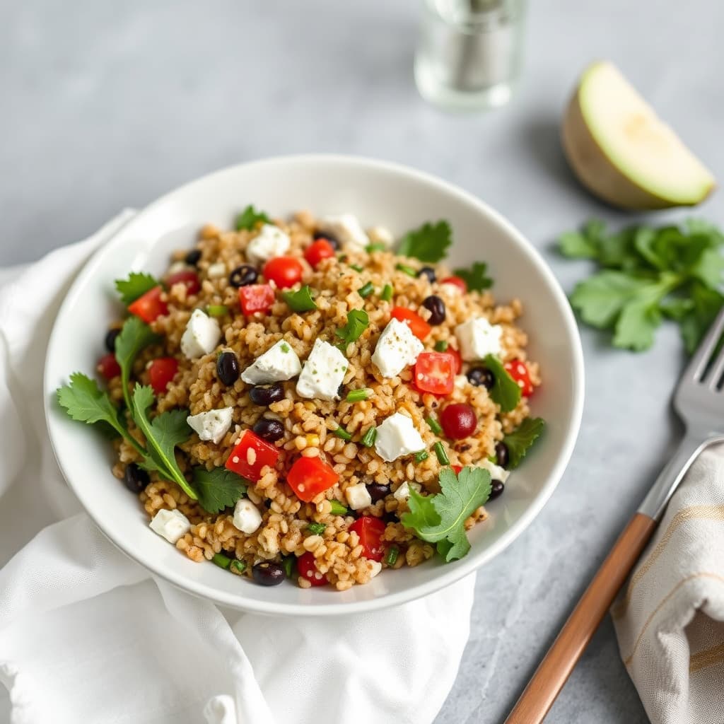 Quinoasalat med bulgur og fetaost