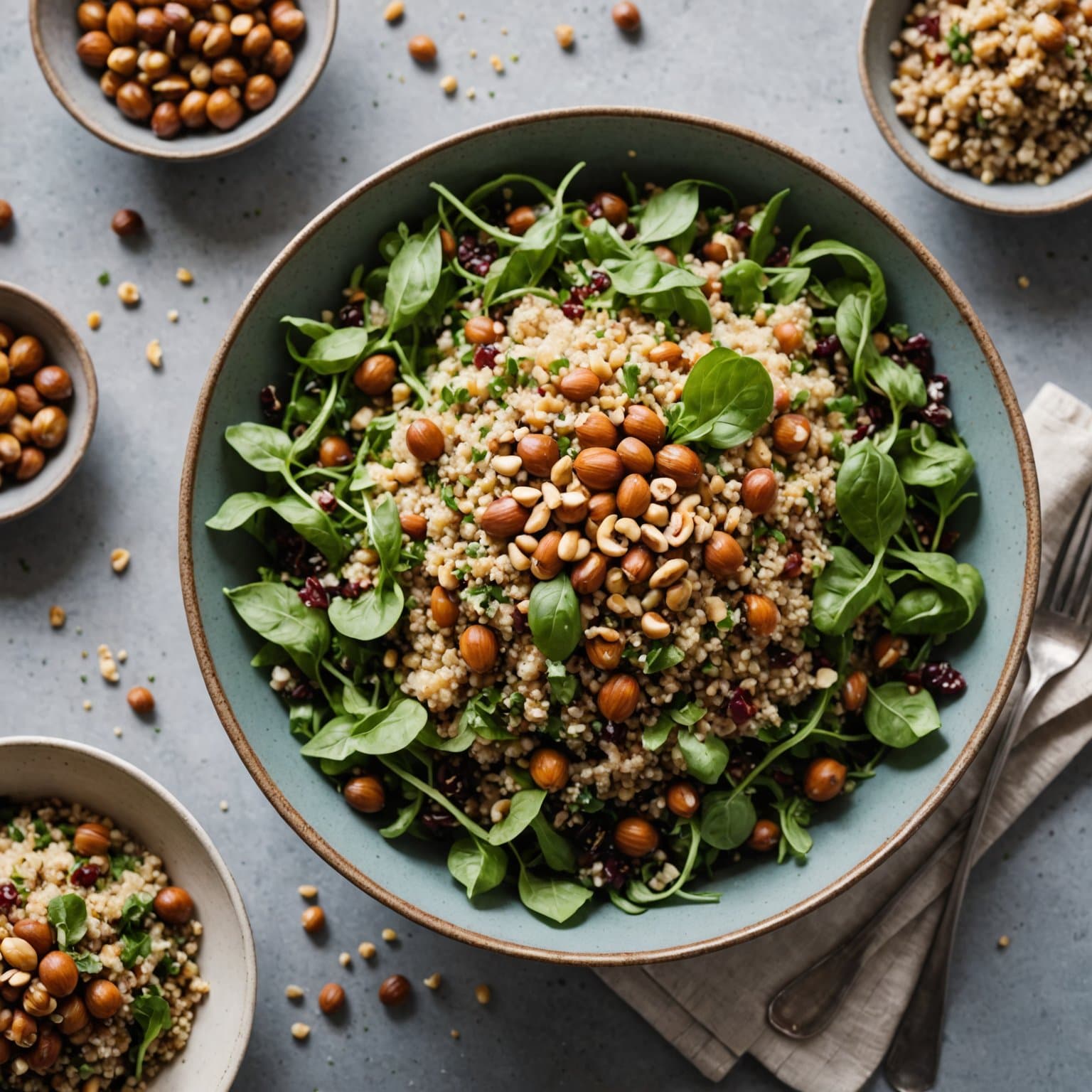 Quinoasalat med hasselnøtter