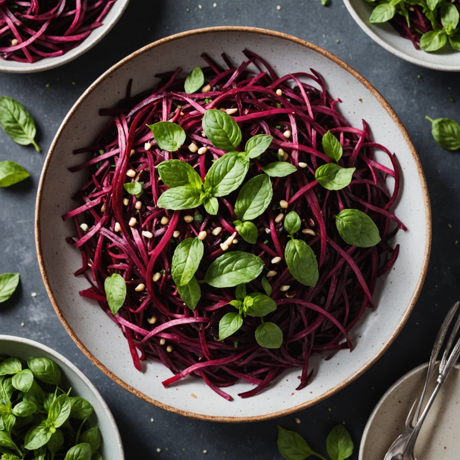 Rå vegansk rødbetsalat med mynte