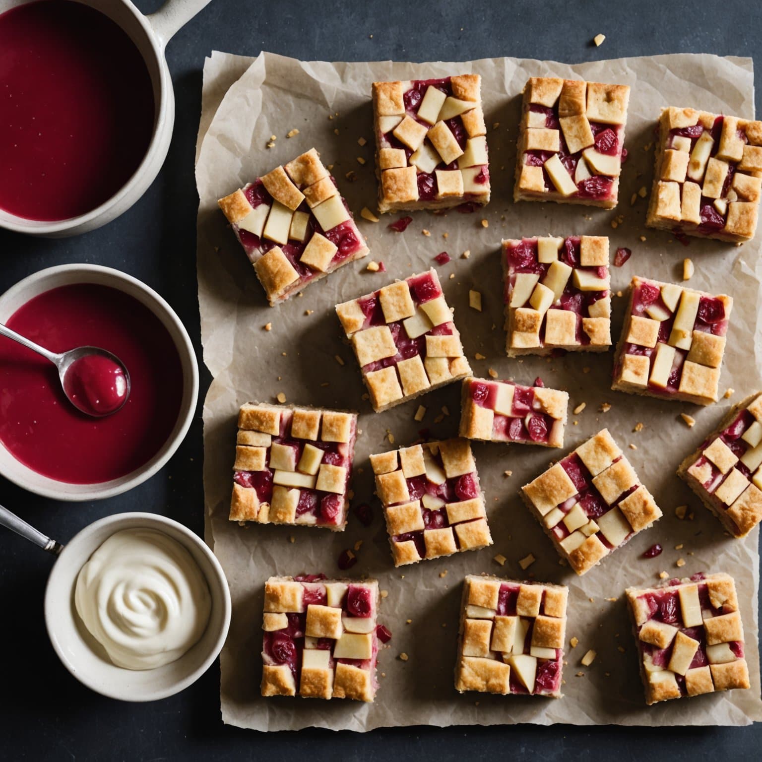 Rabarbrakremkaker med syrlig krem