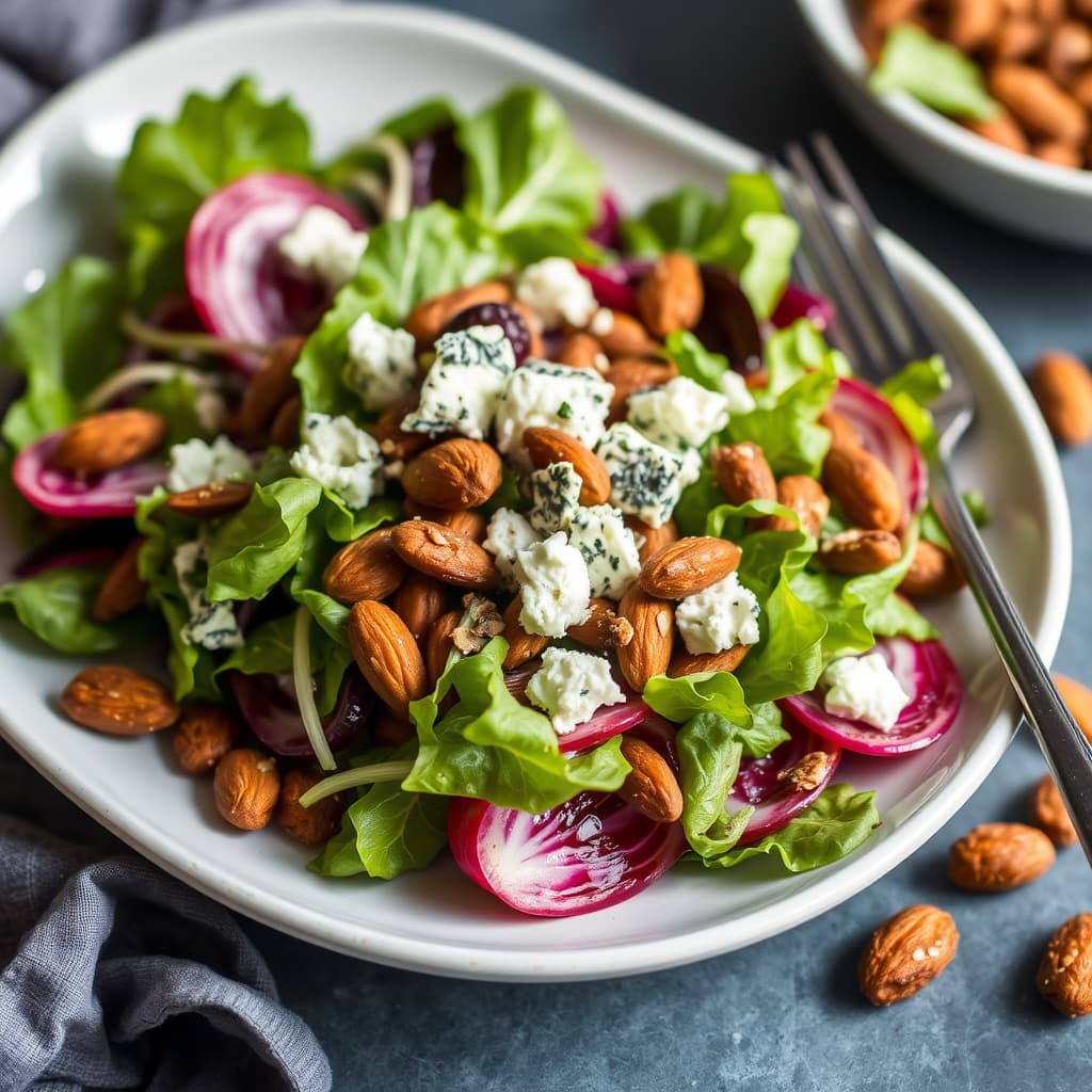Radicchiosalat med spansk blåmuggost og peppernøtter