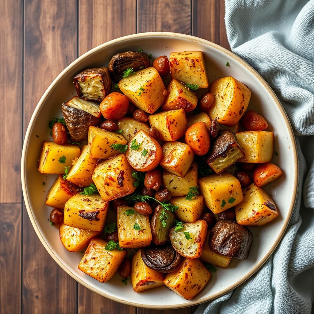 Ragout av ovnsbakte Yukon Gold-poteter og artisjokker