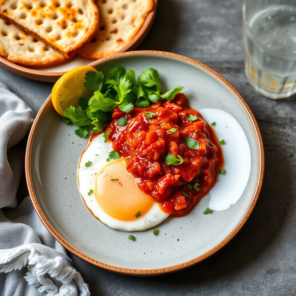 Ranch-Style egg med chorizo og tomat- og rød chilisaus