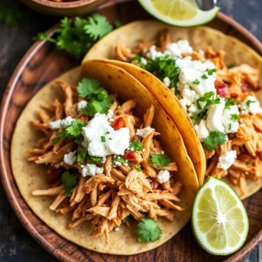 Rånet kylling- og tomatillotacos med queso fresco