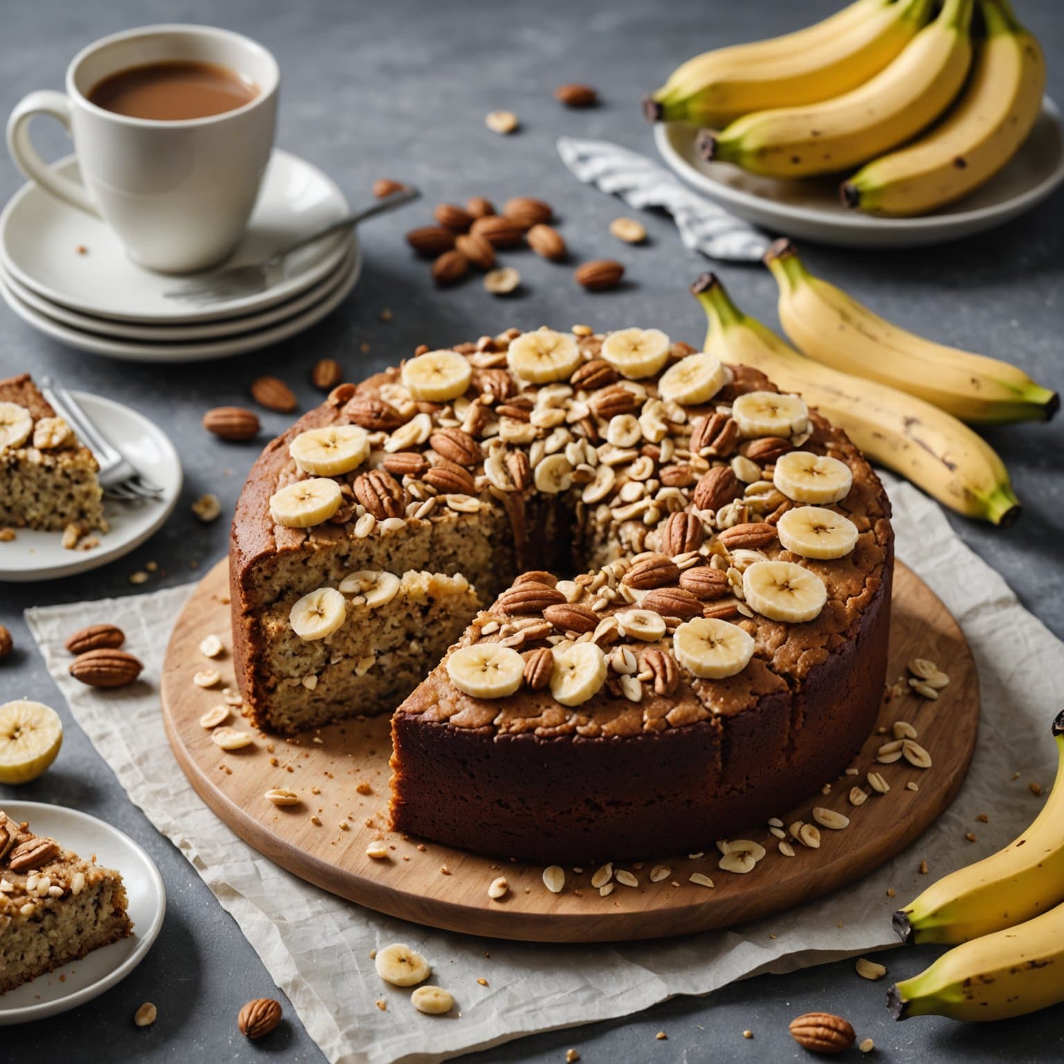 Rask banan- og nøtekake