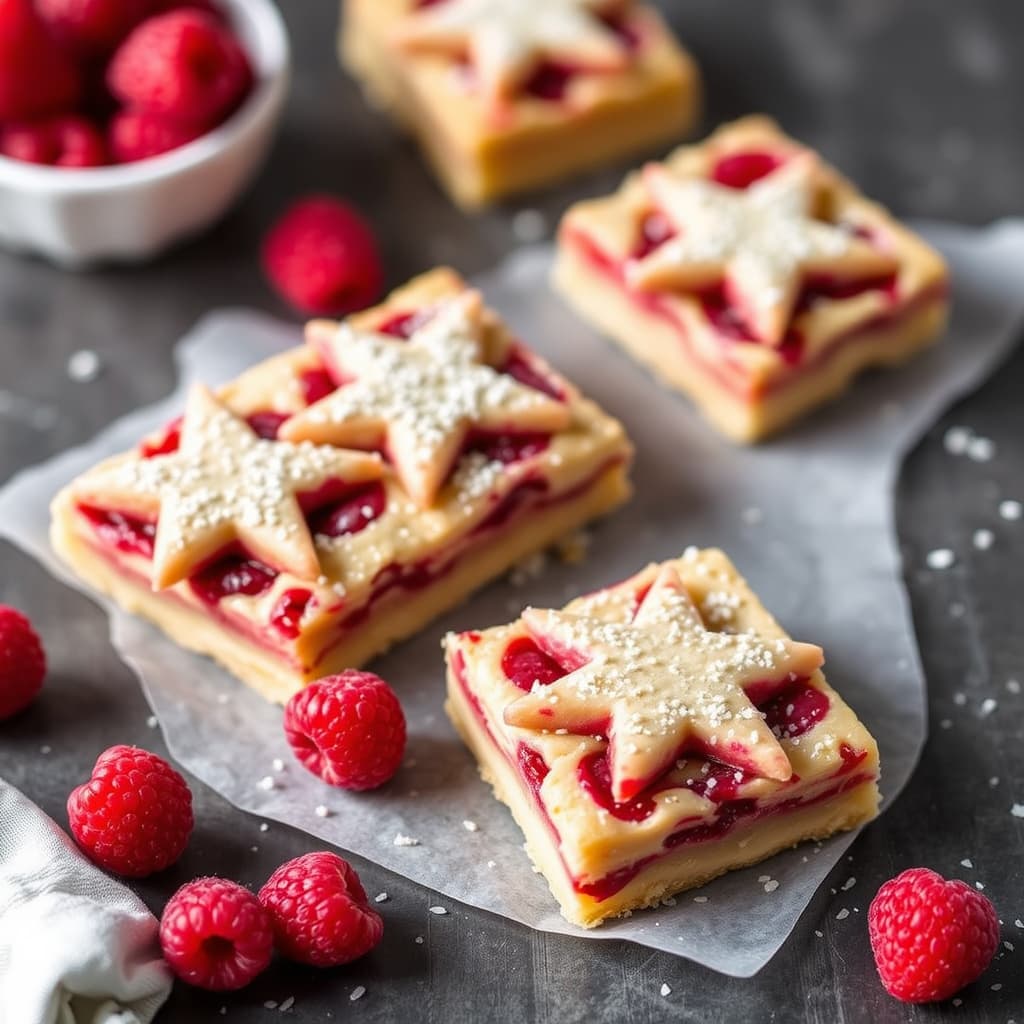 Raspberry Linzer Star Bars
