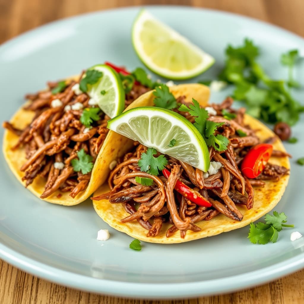 Raspet oksetostadas med chili og lime