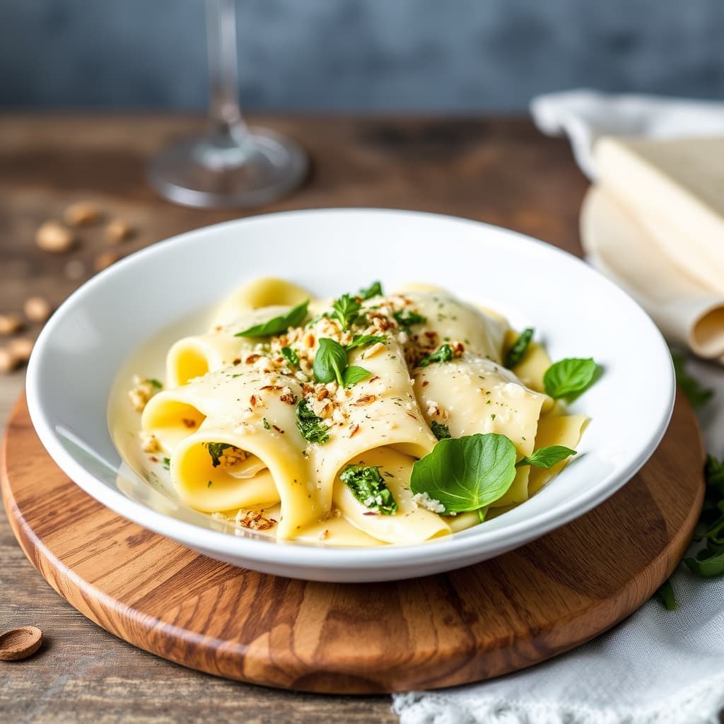 Ravioli med ricotta av sauemelk og parmesanost