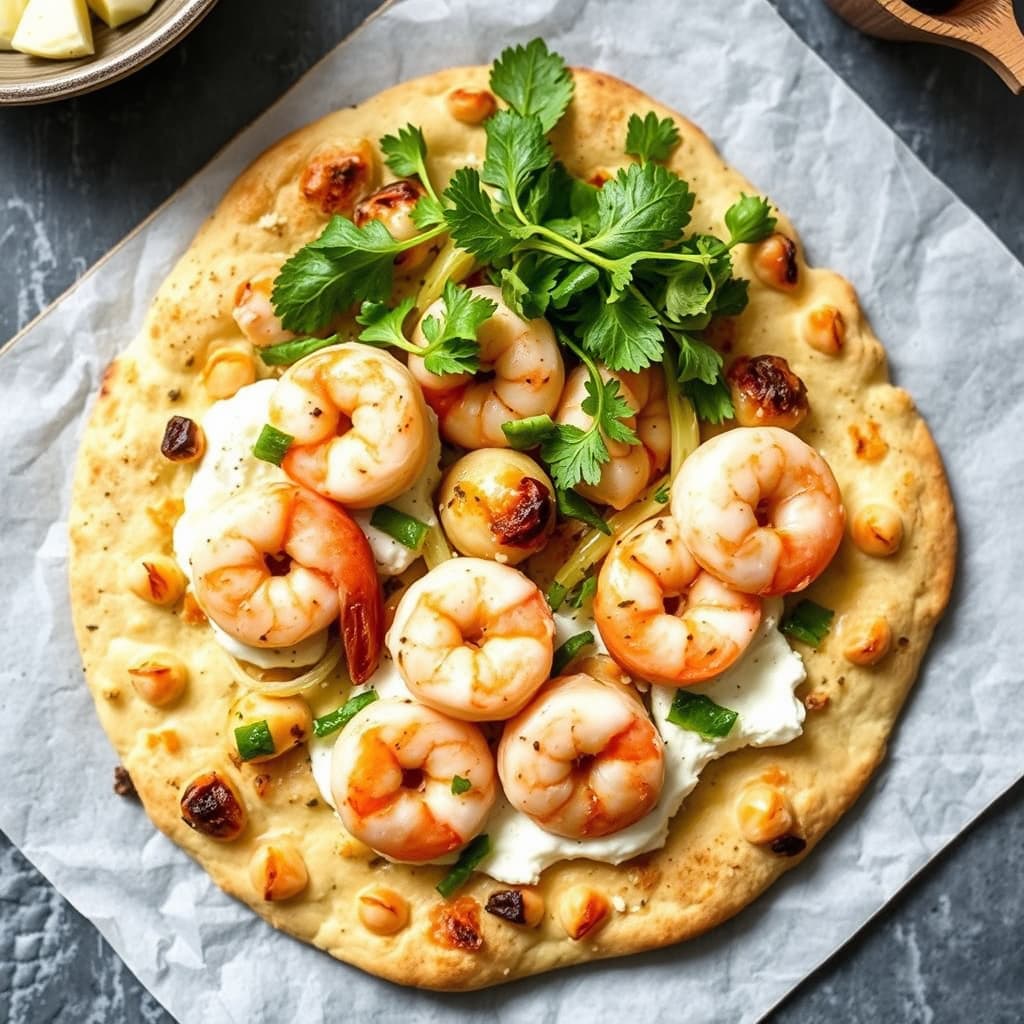 Reke-, artisjokk- og fersk ricottapizza