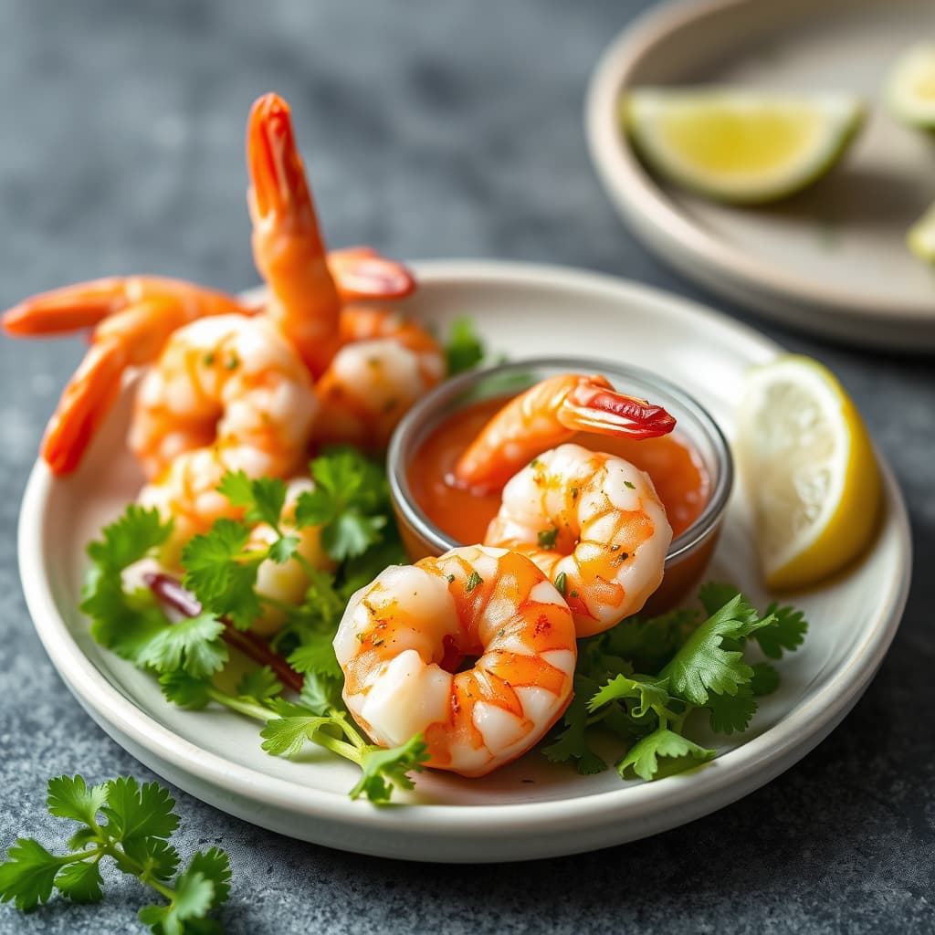 Reke-cocktail med rocoto-chili-dip.