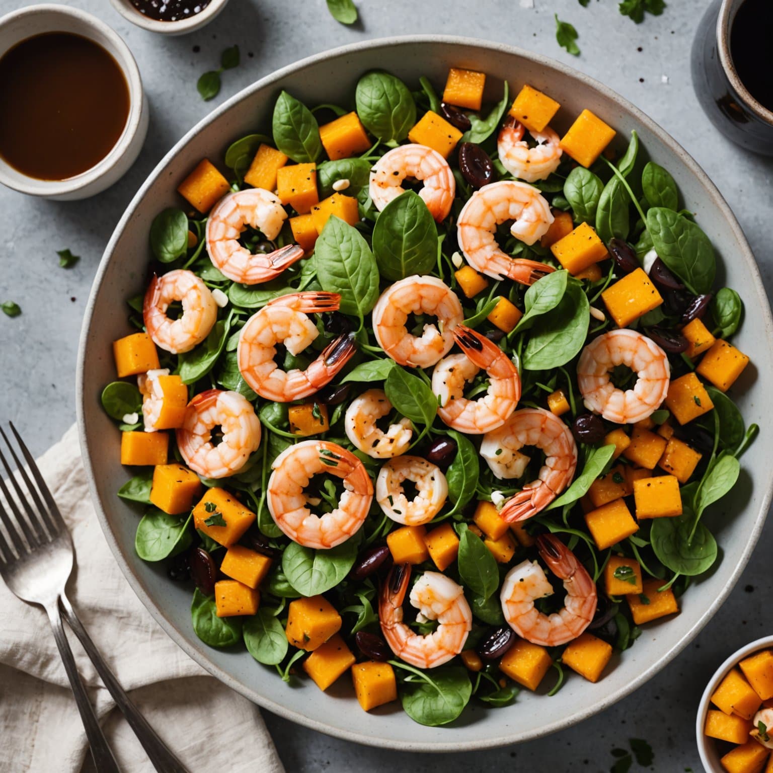 Reke- og balsamico-gresskarsalat