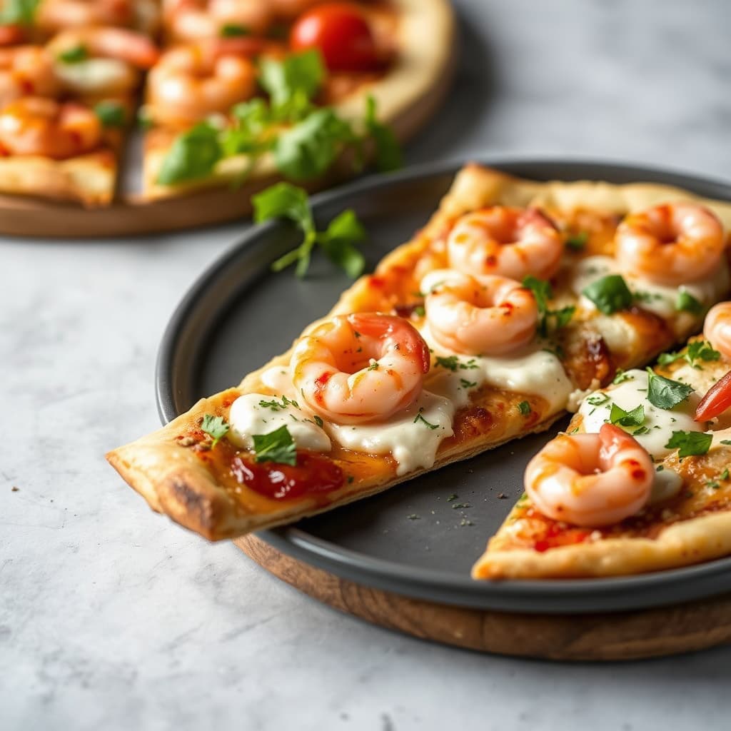 Reke- og geitostpizza